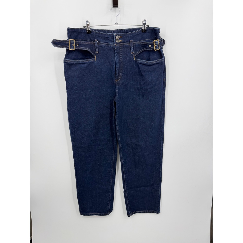 Banana Republic Heritage Taper Jeans Women 33/16 Dark Wash‎ High Rise Buckle